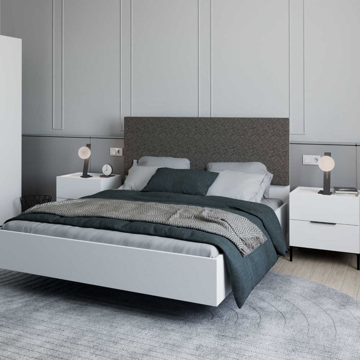 Hanah Home Mesilla de noche Kmd-1720-Dd-1, color Blanco, 2 cajones, 55x59x44 cm